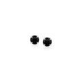 14k White Gold Stud Earrings with Black Cubic Zirconia(4mm)