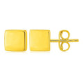 14k Yellow Gold Polished Cube Post Earrings