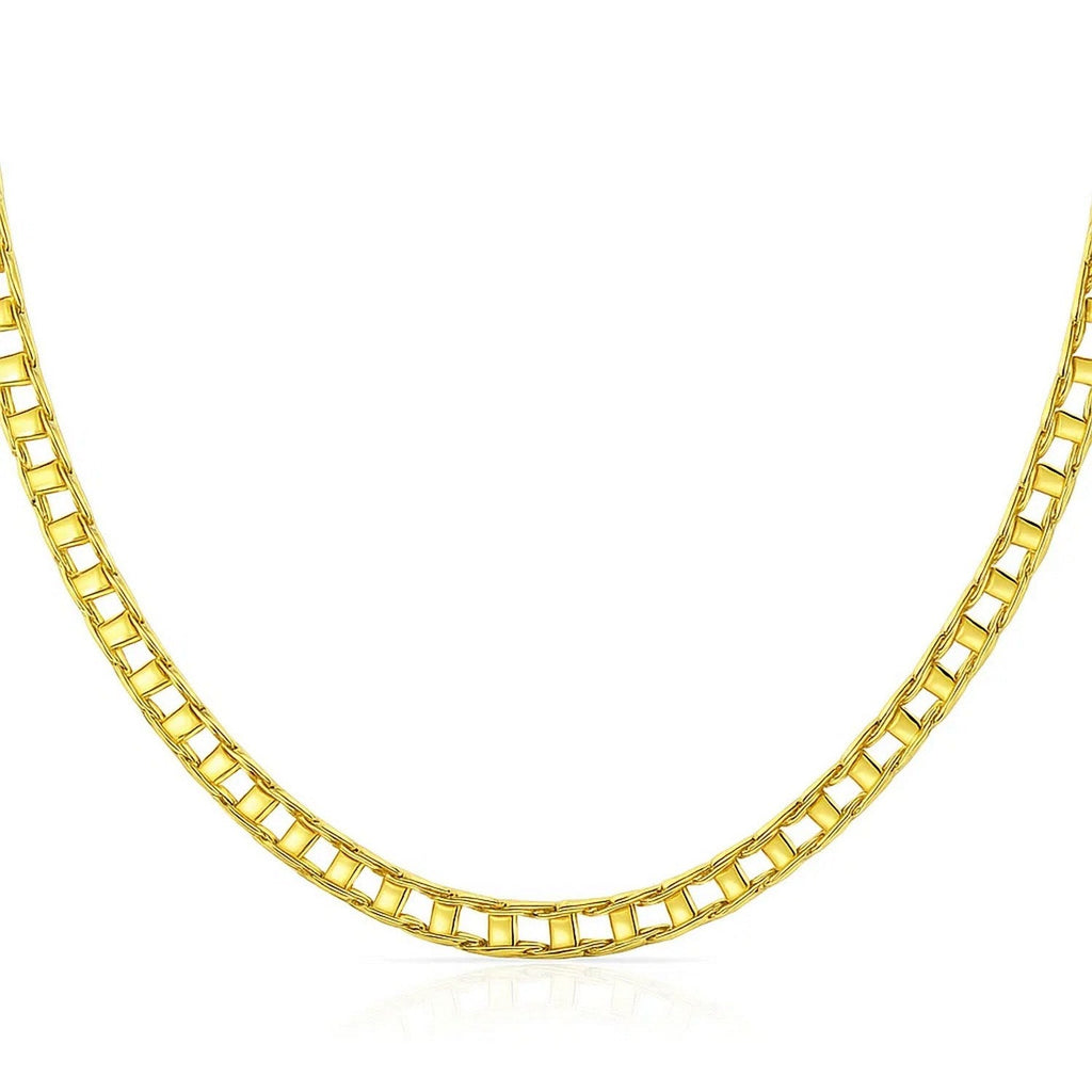 14k Yellow Gold Men's Necklace with Track Design Links