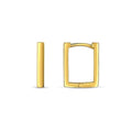 14k Yellow Gold Rectangle Huggie Hoops