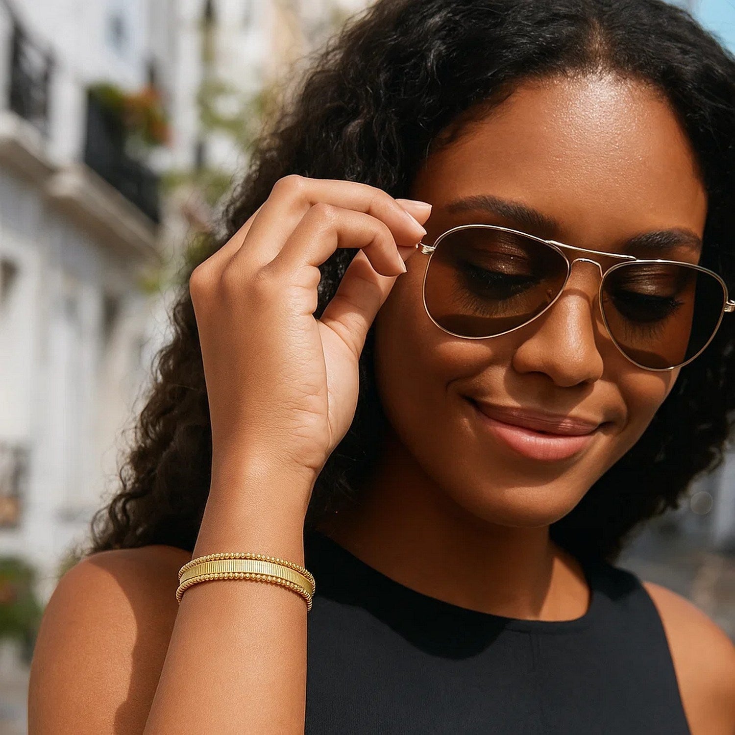 Smooth Surface Pallina Cuff Bangle in 14K Yellow Gold (9.00 mm)