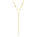 14k Yellow Gold Paperclip Chain Lariat Necklace