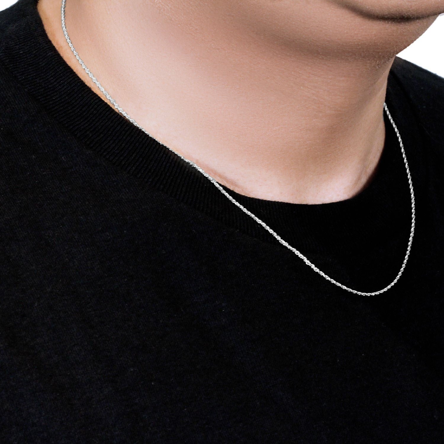 10k White Gold Solid Diamond Cut Rope Chain (1.40 mm)