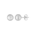 14K White Gold Ball Earrings with Linear Texture(5mm)