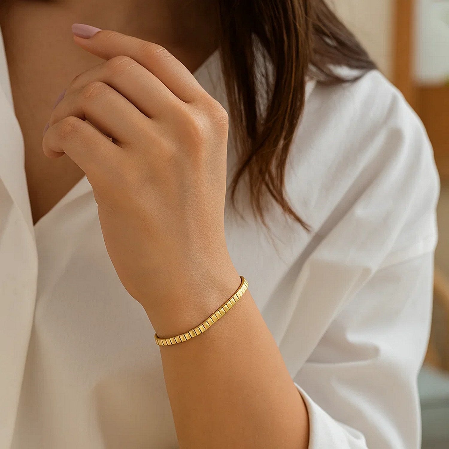 14k Yellow Gold Brick Omega Bracelet (3.20 mm)