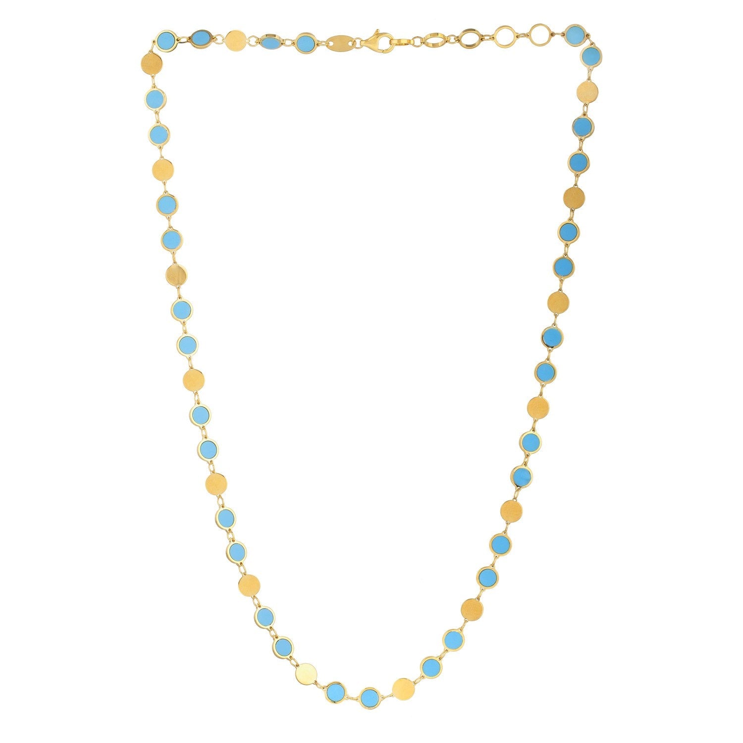 Turquoise Composite Gem Alternating Necklace in 14K Yellow Gold (5.00 mm)