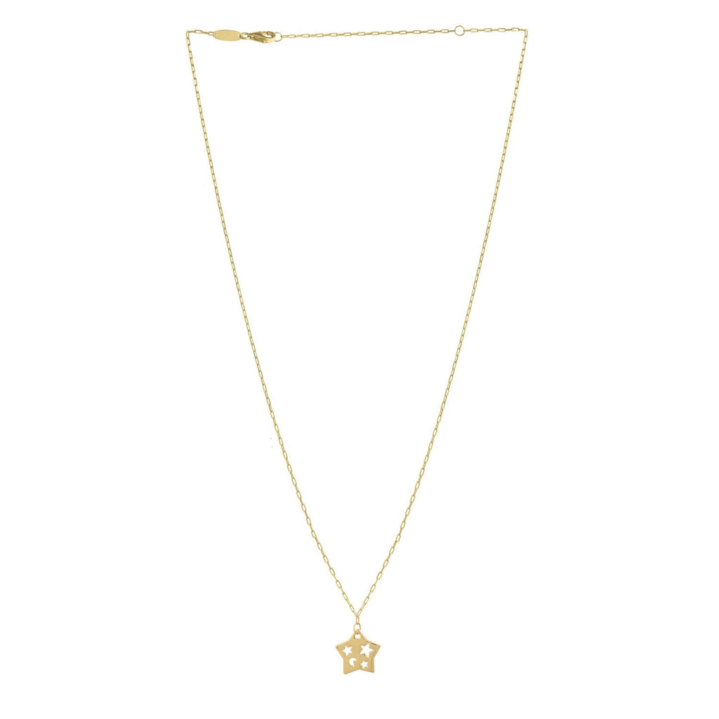 Cutout Star Necklace in 14K Yellow Gold