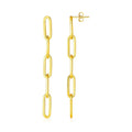 14K Yellow Gold Five Link Paperclip Chain Earrings