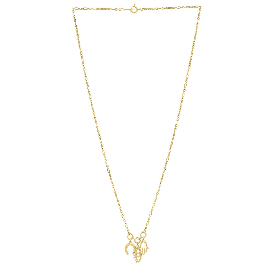 Drop Necklace with Lucky Charms in 14K Yellow Gold