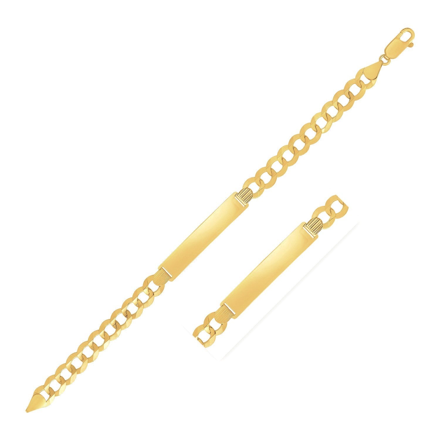 14k Yellow Gold 8 1/2 inch Mens Narrow Curb Chain ID Bracelet (6.70 mm)