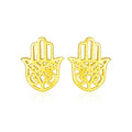 14k Yellow Gold Polished Hand of Hamsa Post Earrings