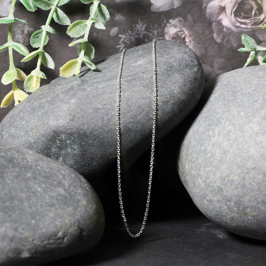 18k White Gold Diamond Cut Cable Link Chain (1.10 mm)