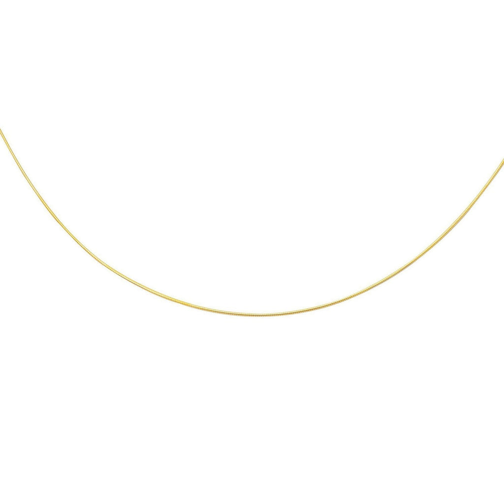 14k Yellow Gold Thin Motif Round Omega Necklace