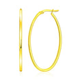 14k Yellow Gold Slim Oval Shape Hoop Earrings