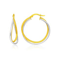 14k Two-Tone Gold Interlaced Double Row Earrings