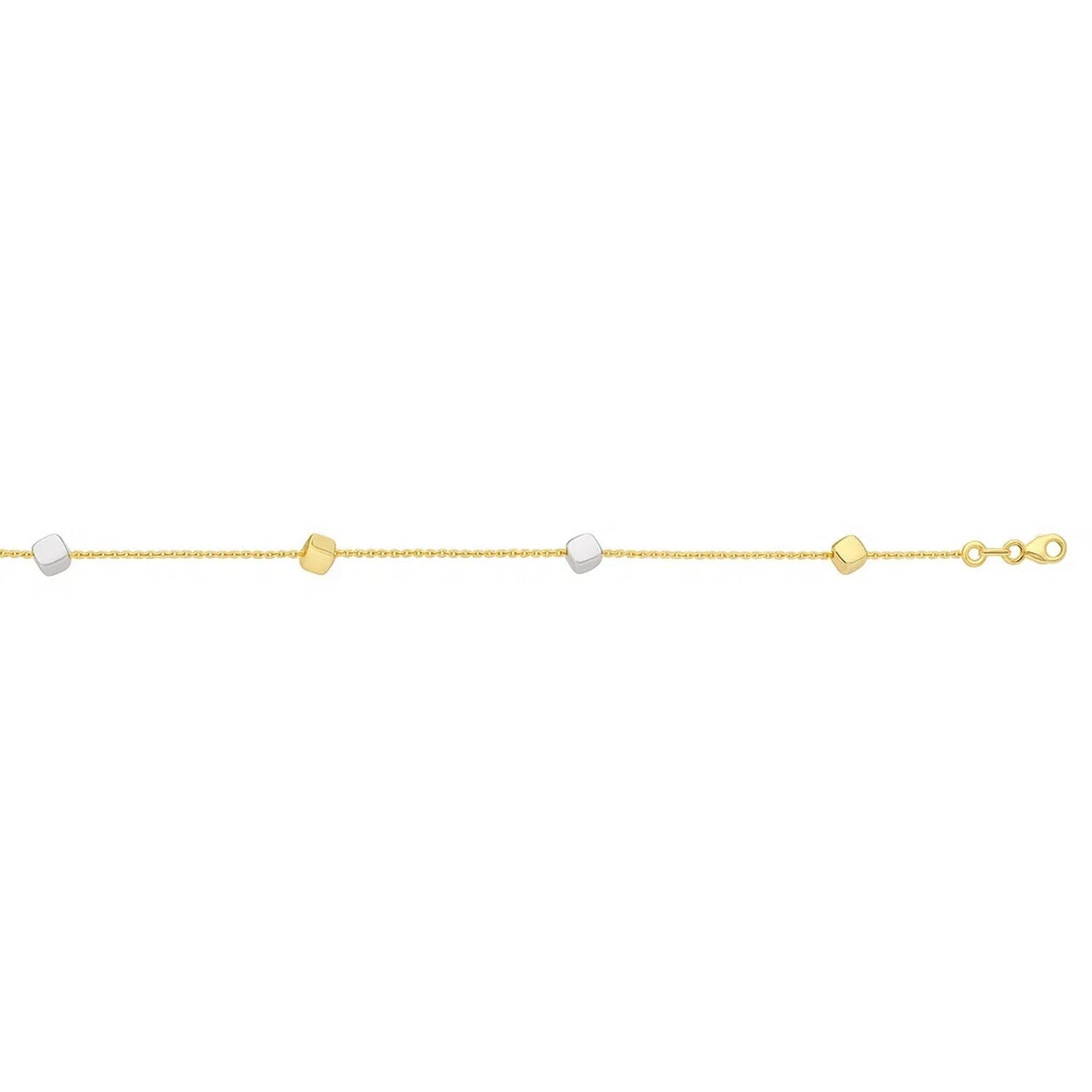 14k Two Tone Gold Bracelet with Polished Cubes