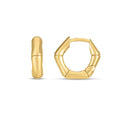 14k Yellow Gold Bamboo Huggie Hoops