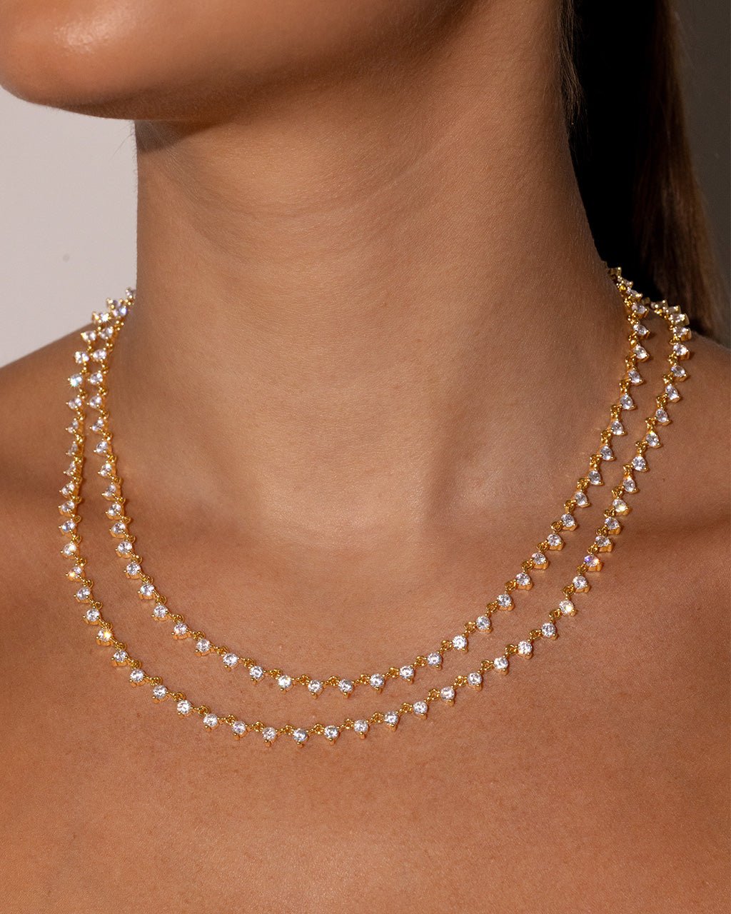 Brigid Staggered CZ Tennis Necklace
