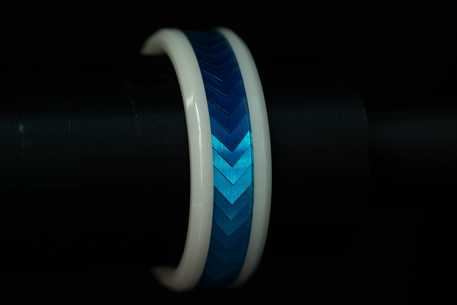 Chevron - Blue - White Ceramic