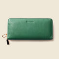 Large Zipper Wallet with Detachable Key Ring - Green