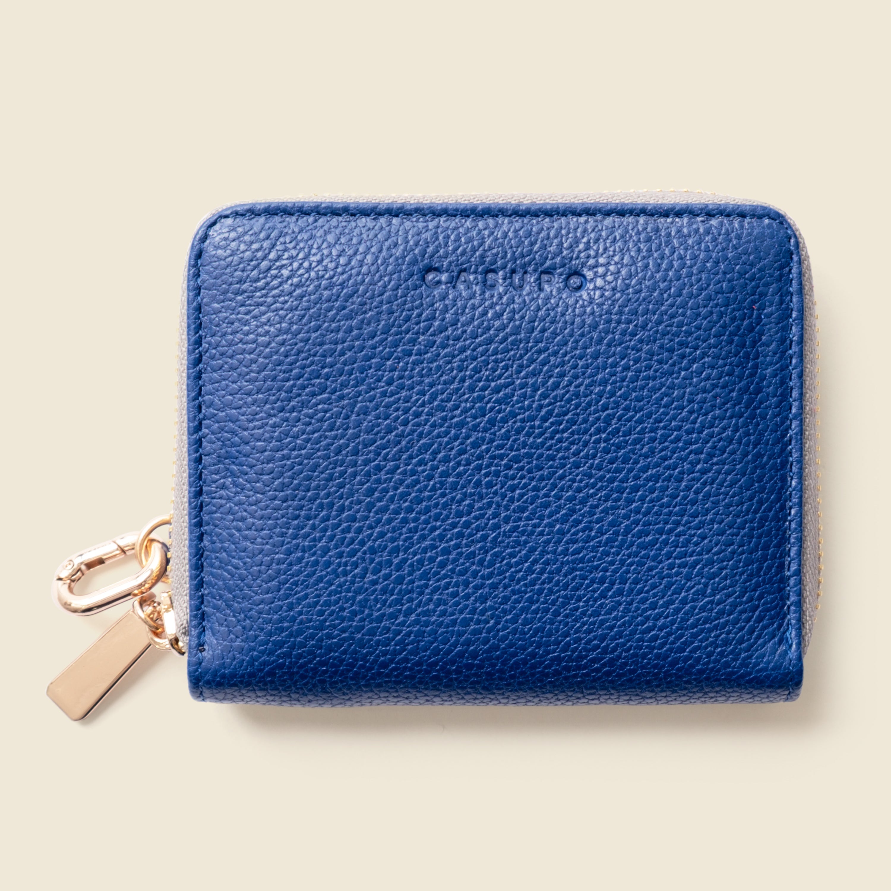 Small Zipper Wallet with Detachable Key Ring - Cobalt Blue