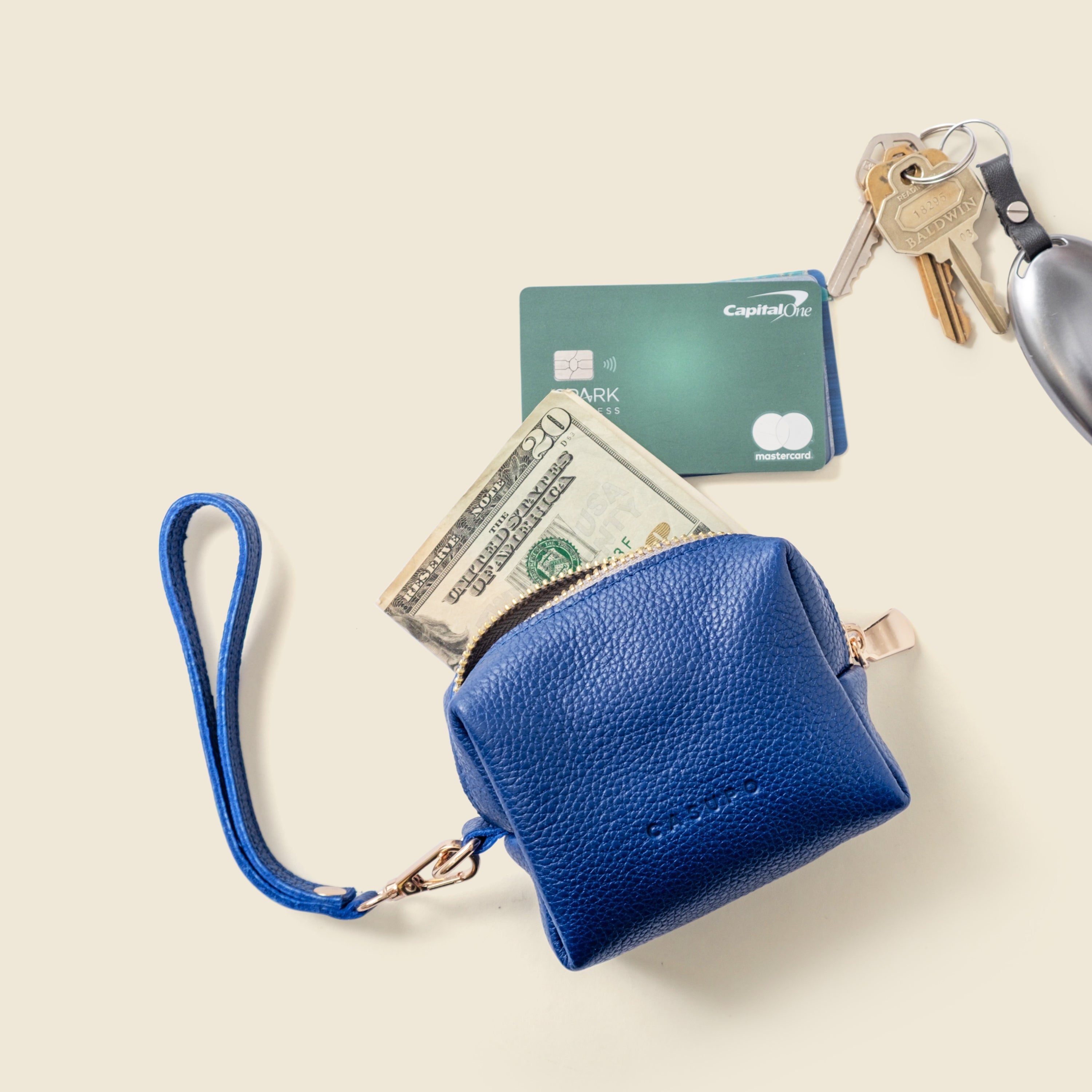 Mini Zipper Bag with Wristlet - Cobalt Blue