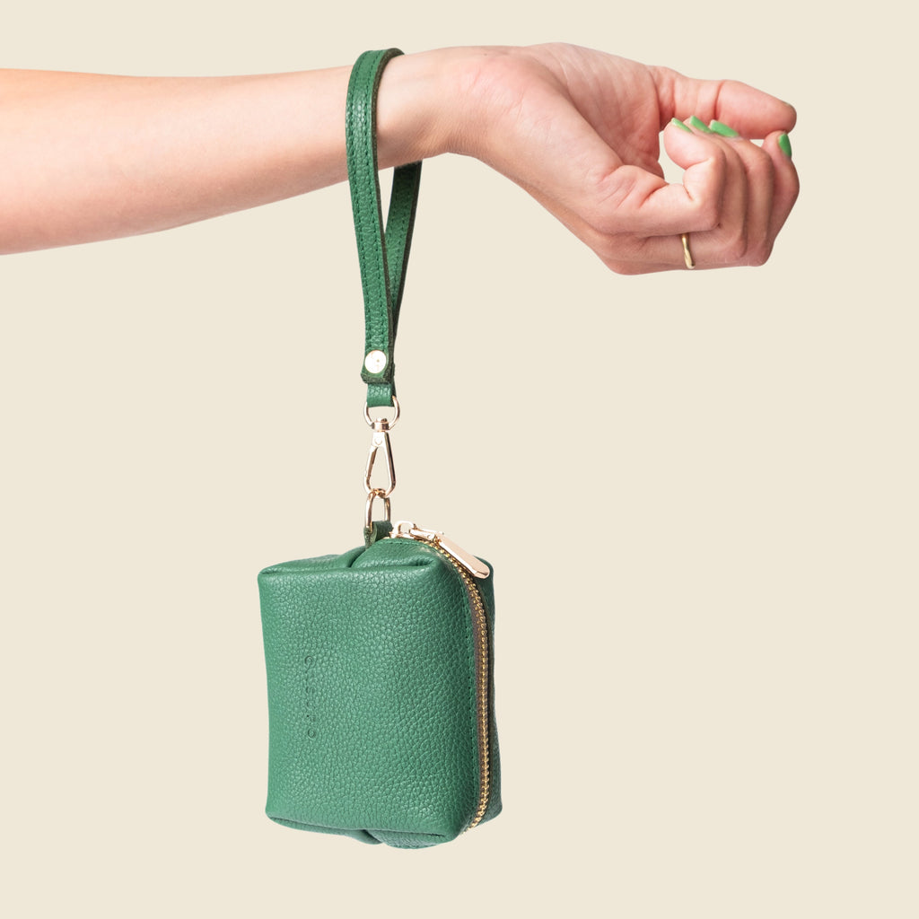 Mini Zipper Bag with Wristlet - Green