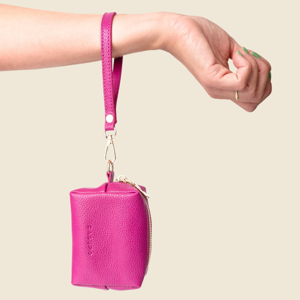 Mini Zipper Bag with Wristlet - Pink