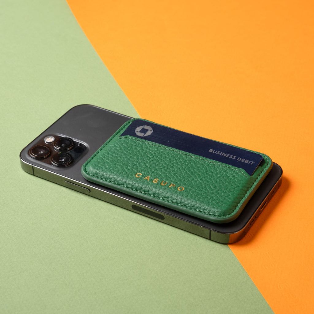Mag Safe Leather Wallet with RFID - Green