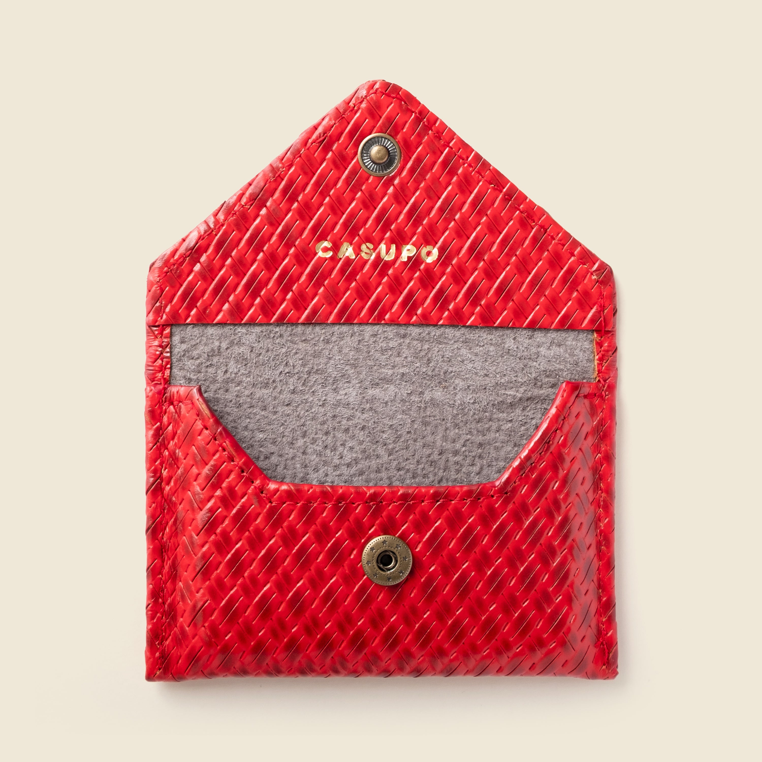 Mini Envelope Wallet With RFID protection - Red Woven