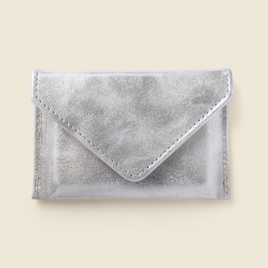 Mini Envelope Wallet With RFID protection - Silver Glitter