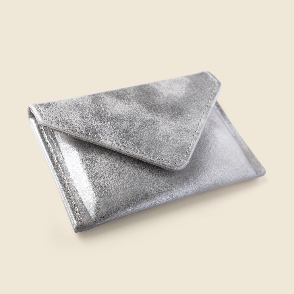Mini Envelope Wallet With RFID protection - Silver Glitter
