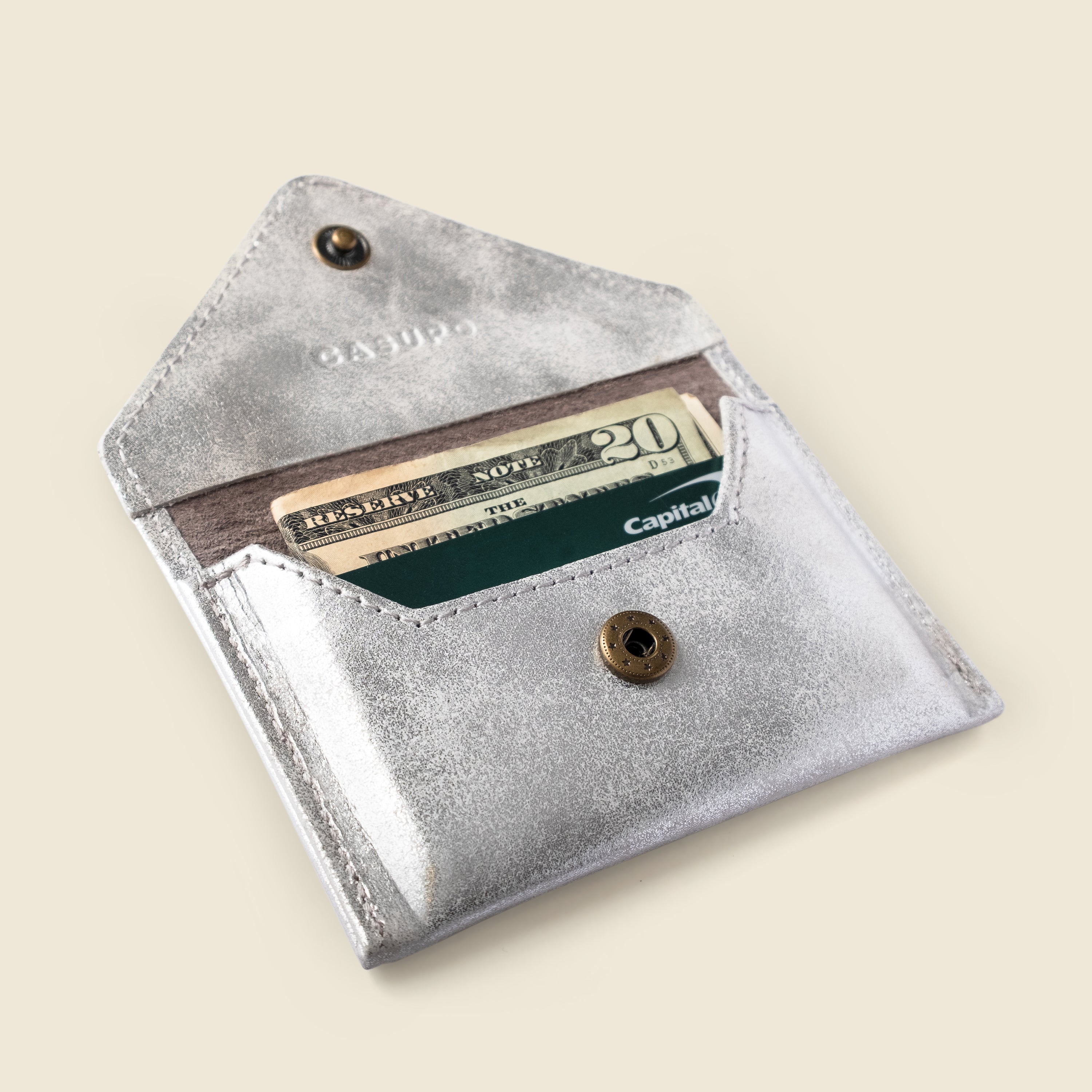 Mini Envelope Wallet With RFID protection - Silver Glitter