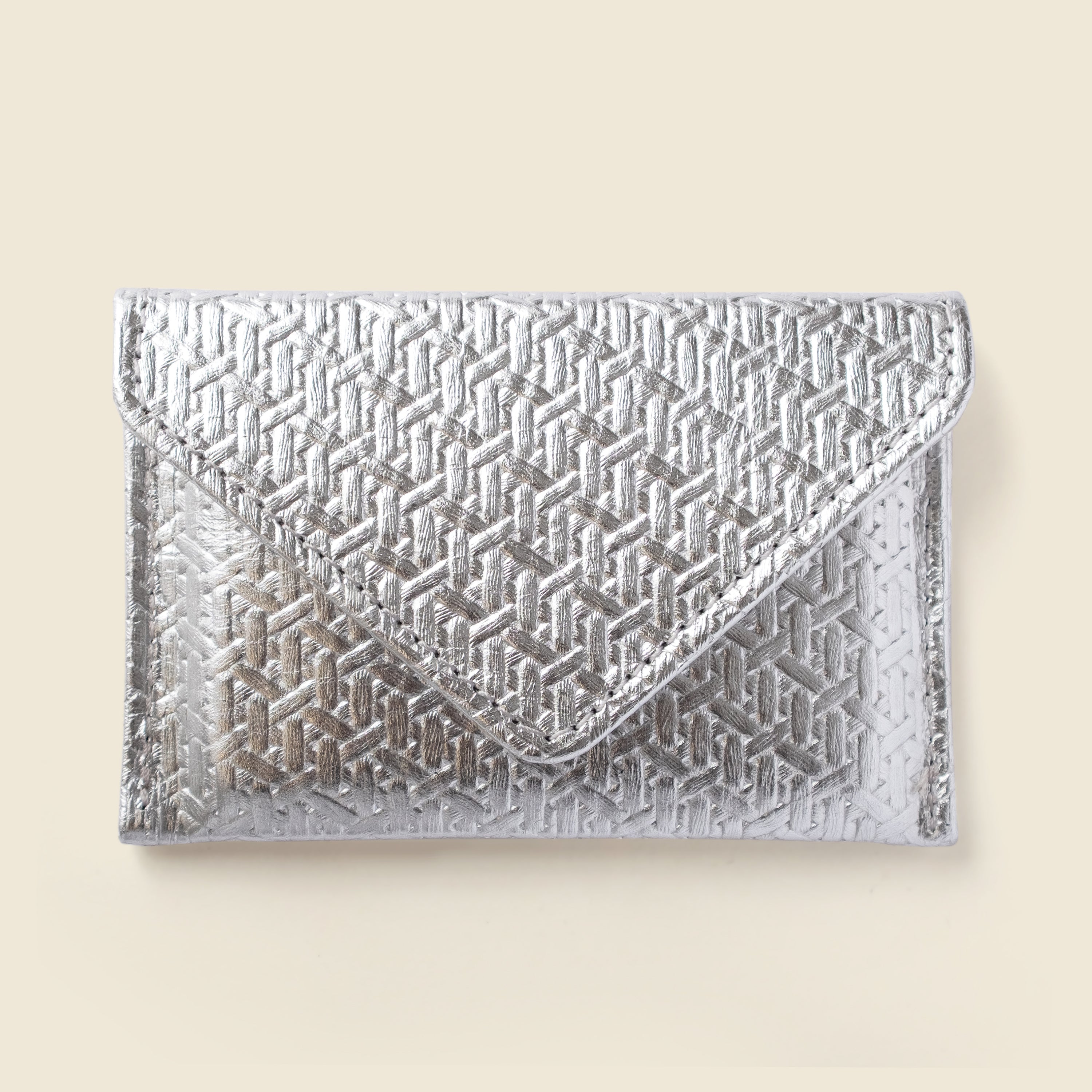 Mini Envelope Wallet With RFID protection - Silver Woven