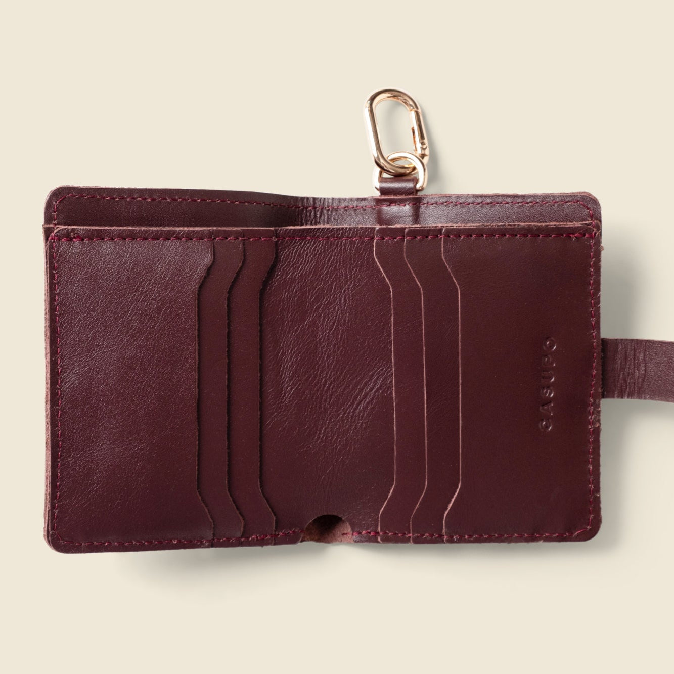 Wallet with Snap and Key Ring - Burgundy