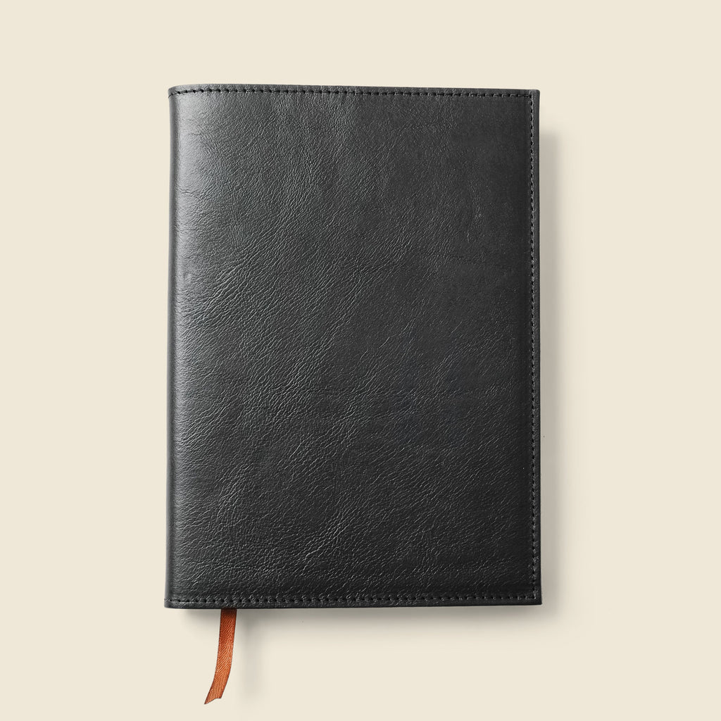 Refillable A5 Leather Notebook Cover – Black