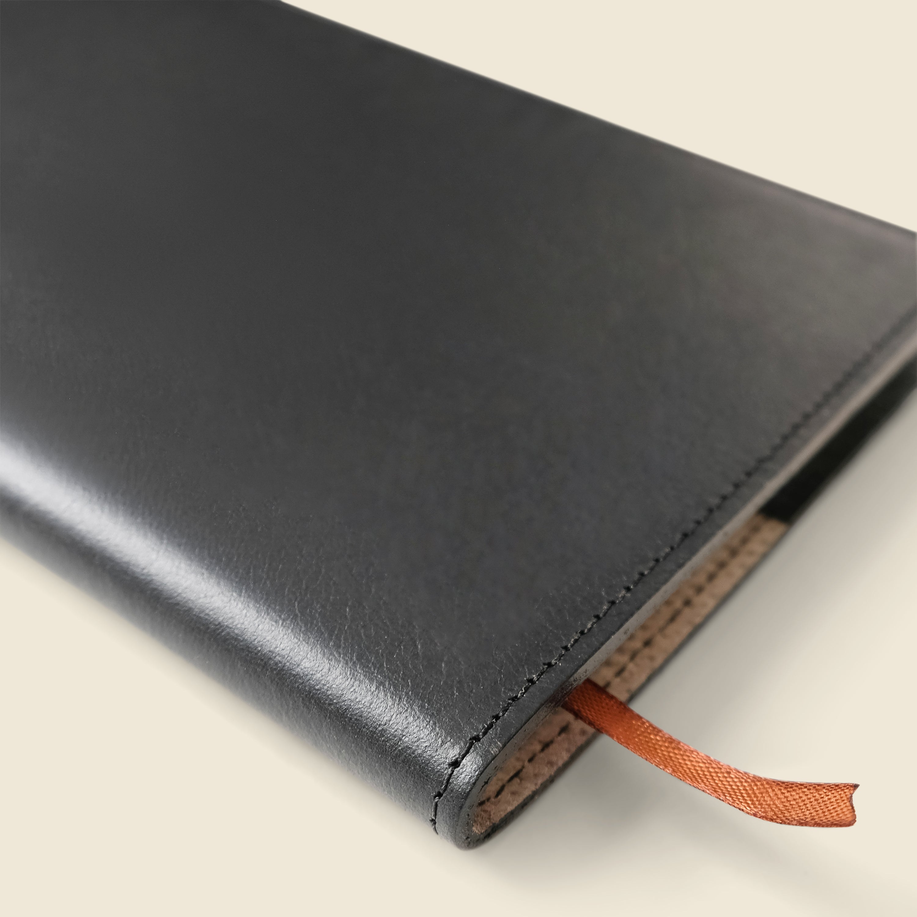 Refillable A5 Leather Notebook Cover – Black