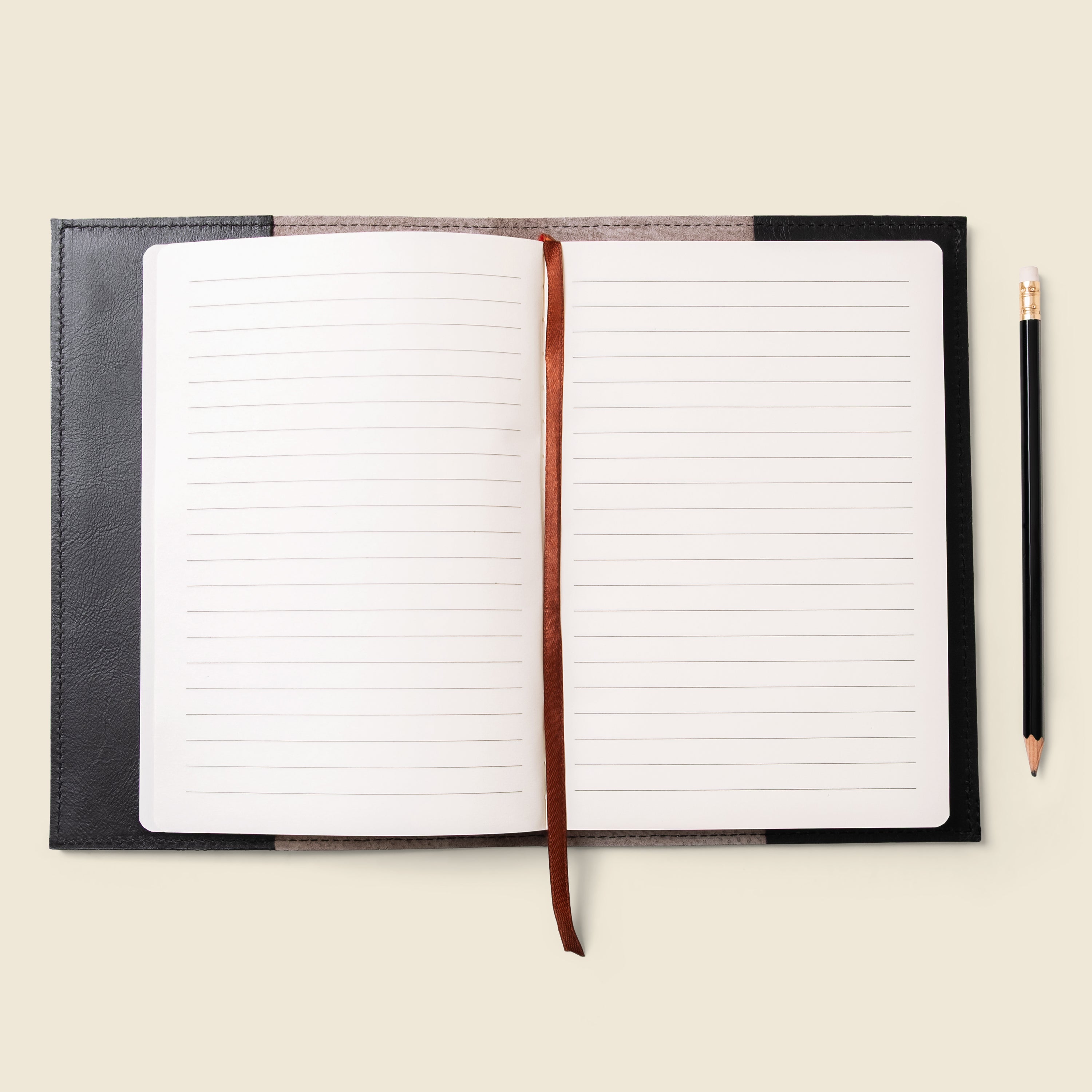 Refillable A5 Leather Notebook Cover – Black