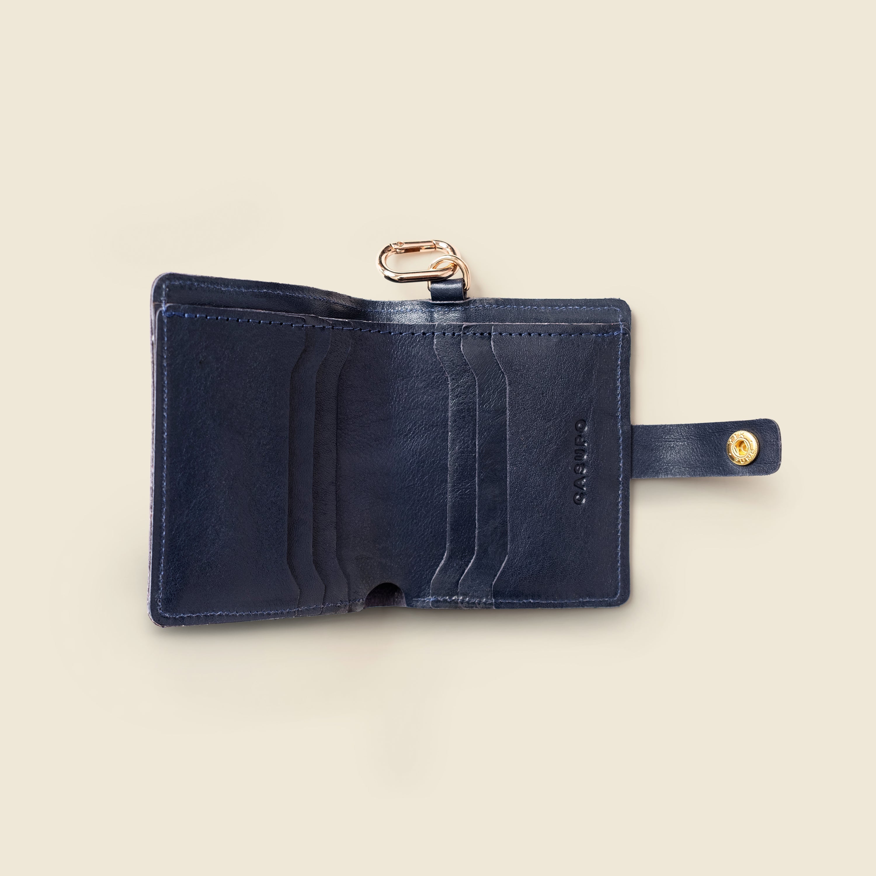 Wallet with Snap and Key Ring - Marine Blue