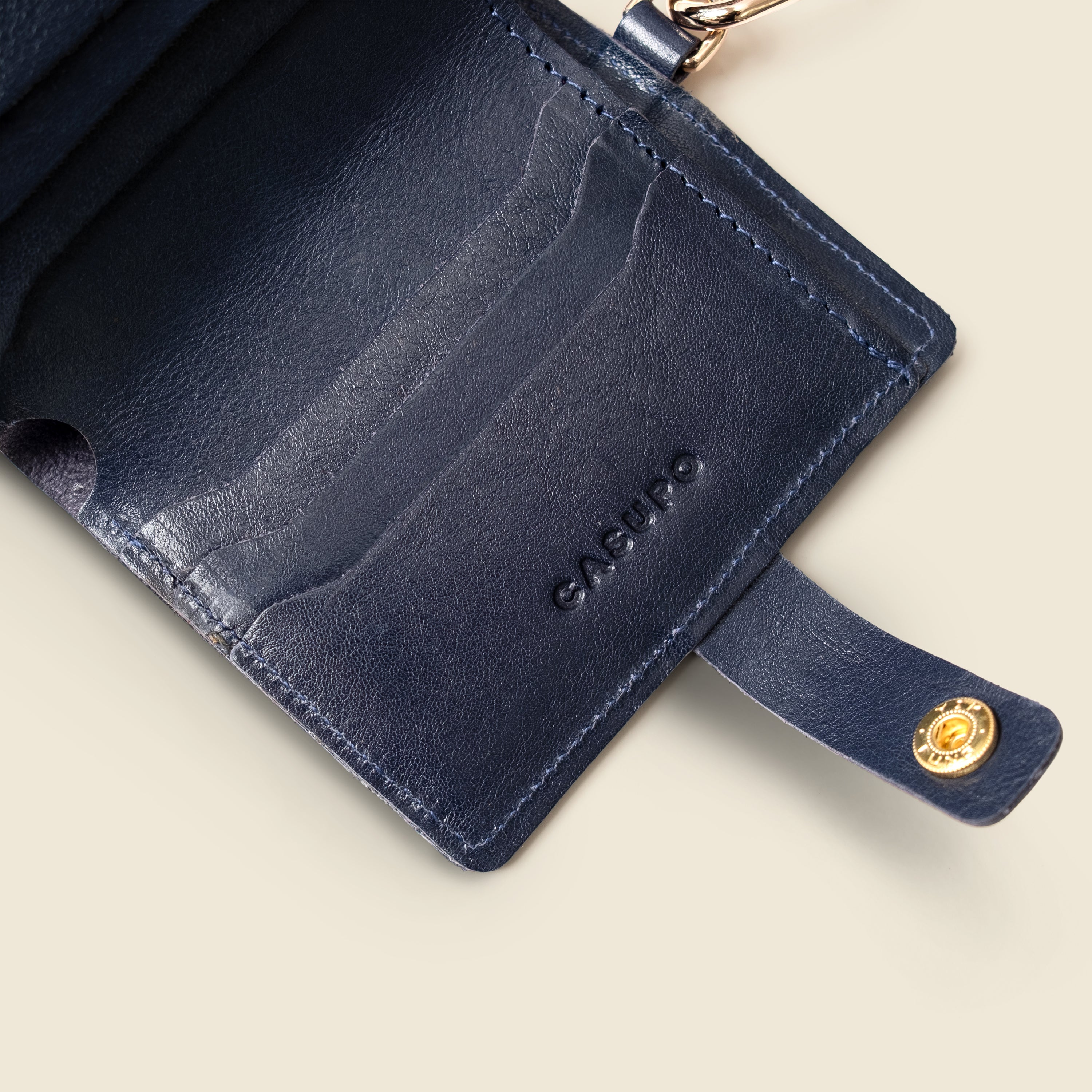 Wallet with Snap and Key Ring - Marine Blue