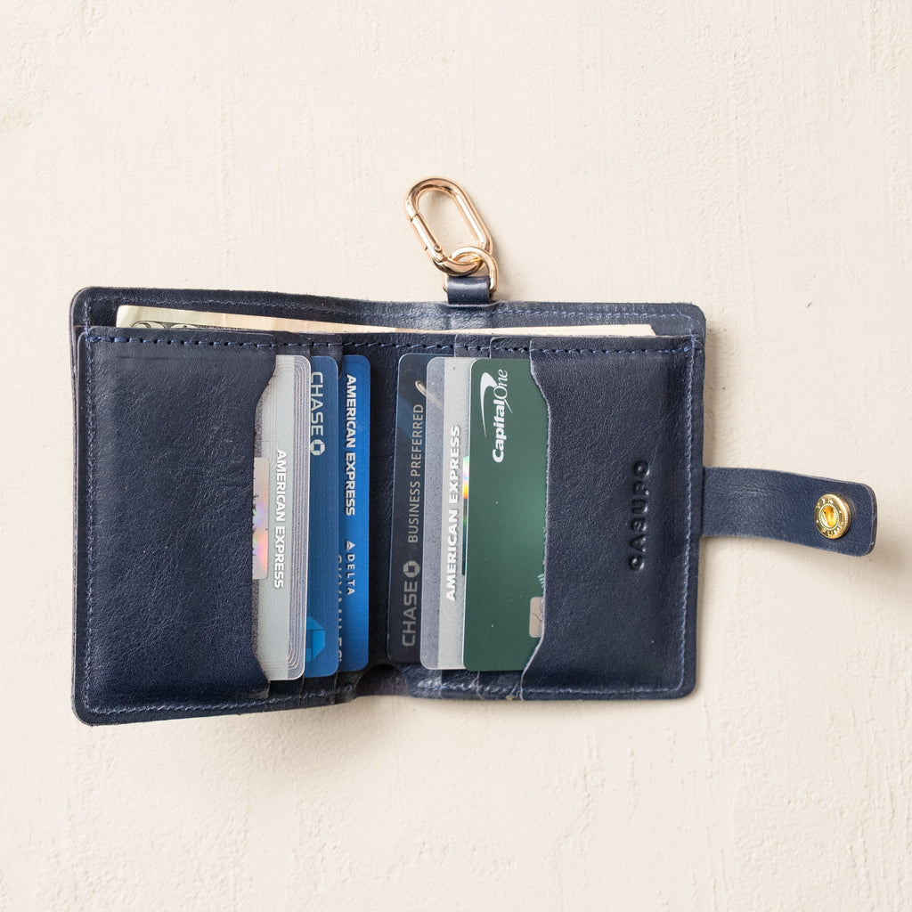 Wallet with Snap and Key Ring - Marine Blue