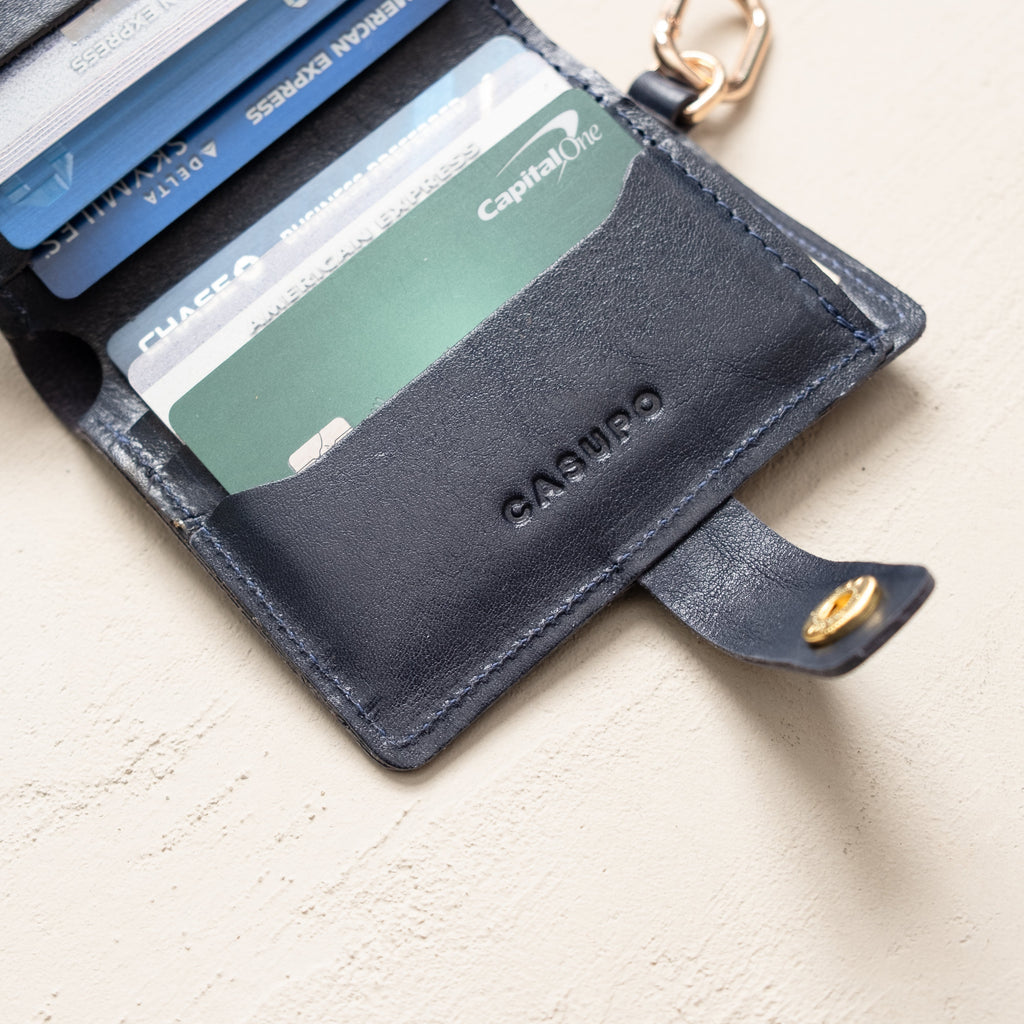 Wallet with Snap and Key Ring - Marine Blue