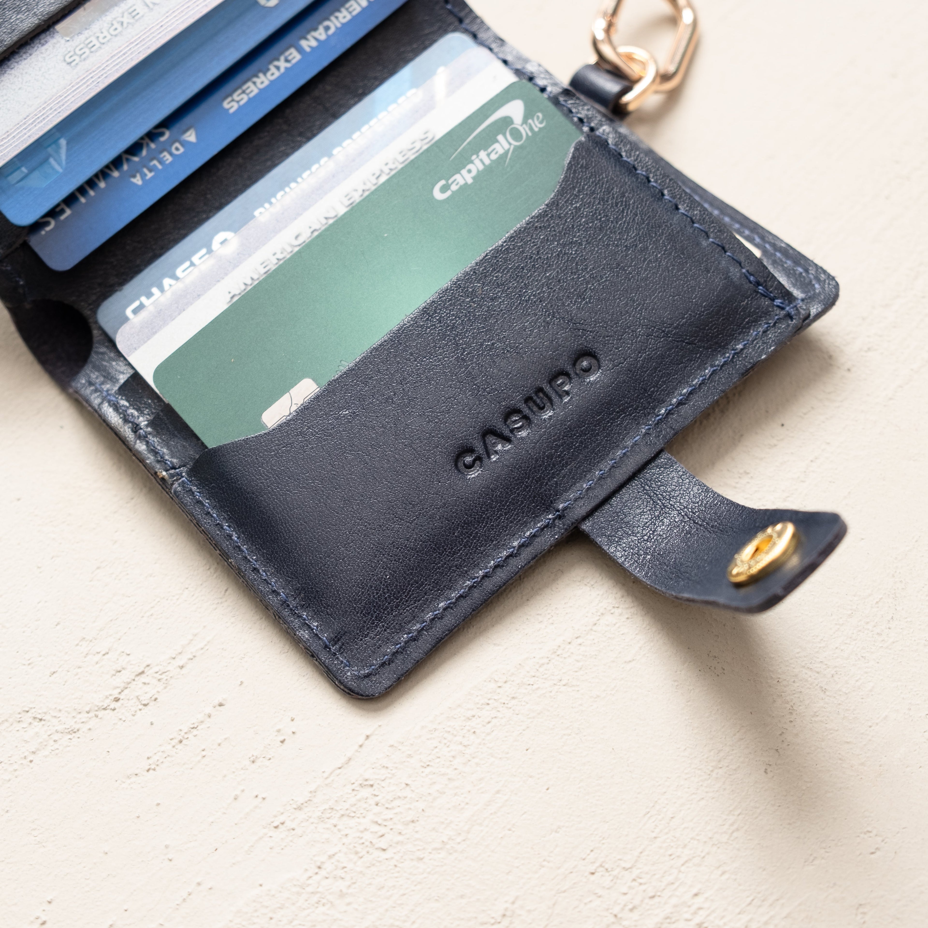 Wallet with Snap and Key Ring - Marine Blue