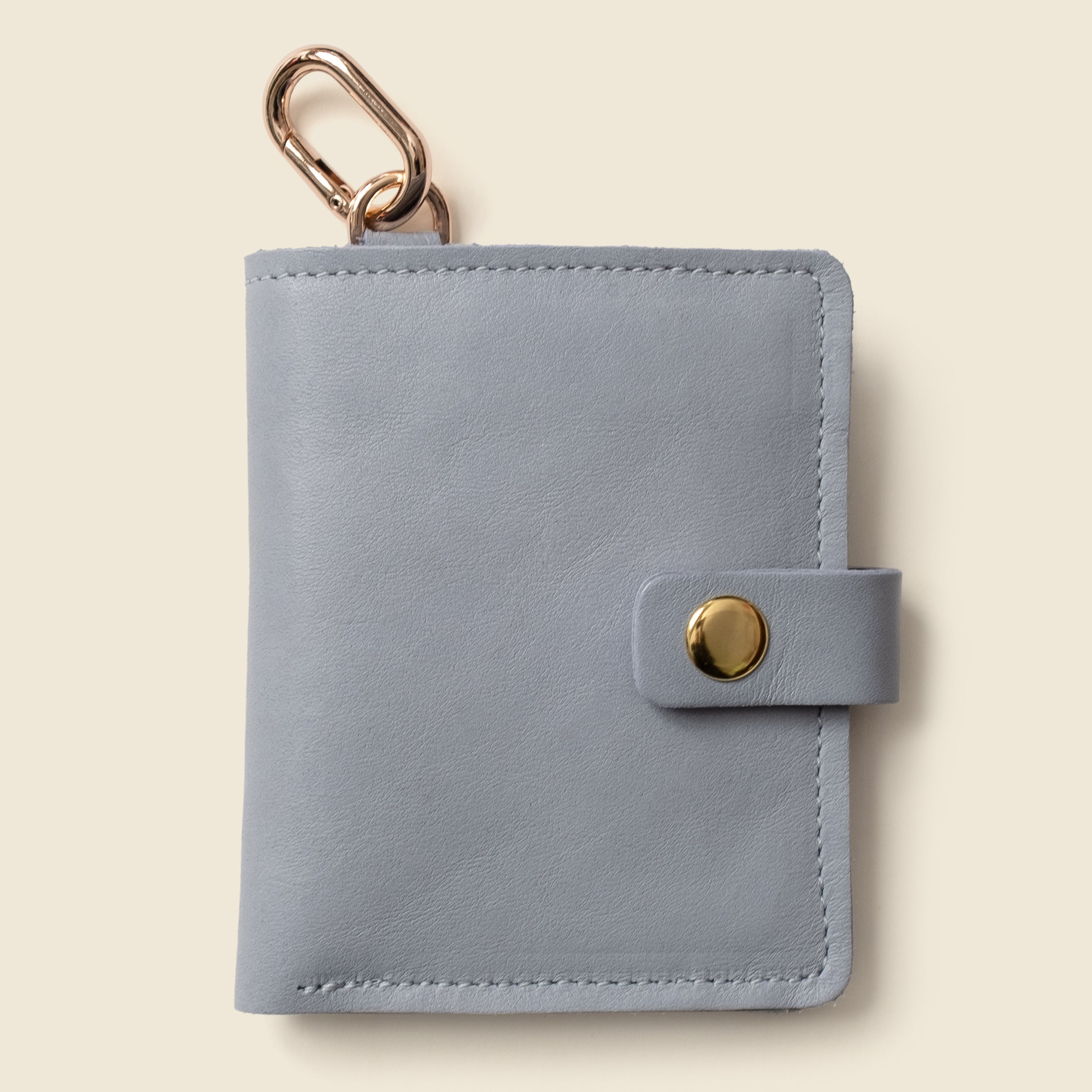 Wallet with Snap and Key Ring - Ice Blue