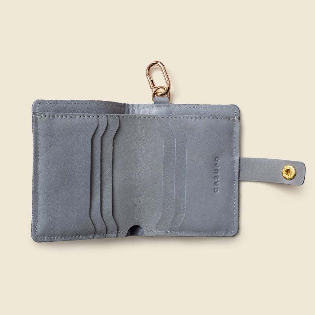 Wallet with Snap and Key Ring - Ice Blue
