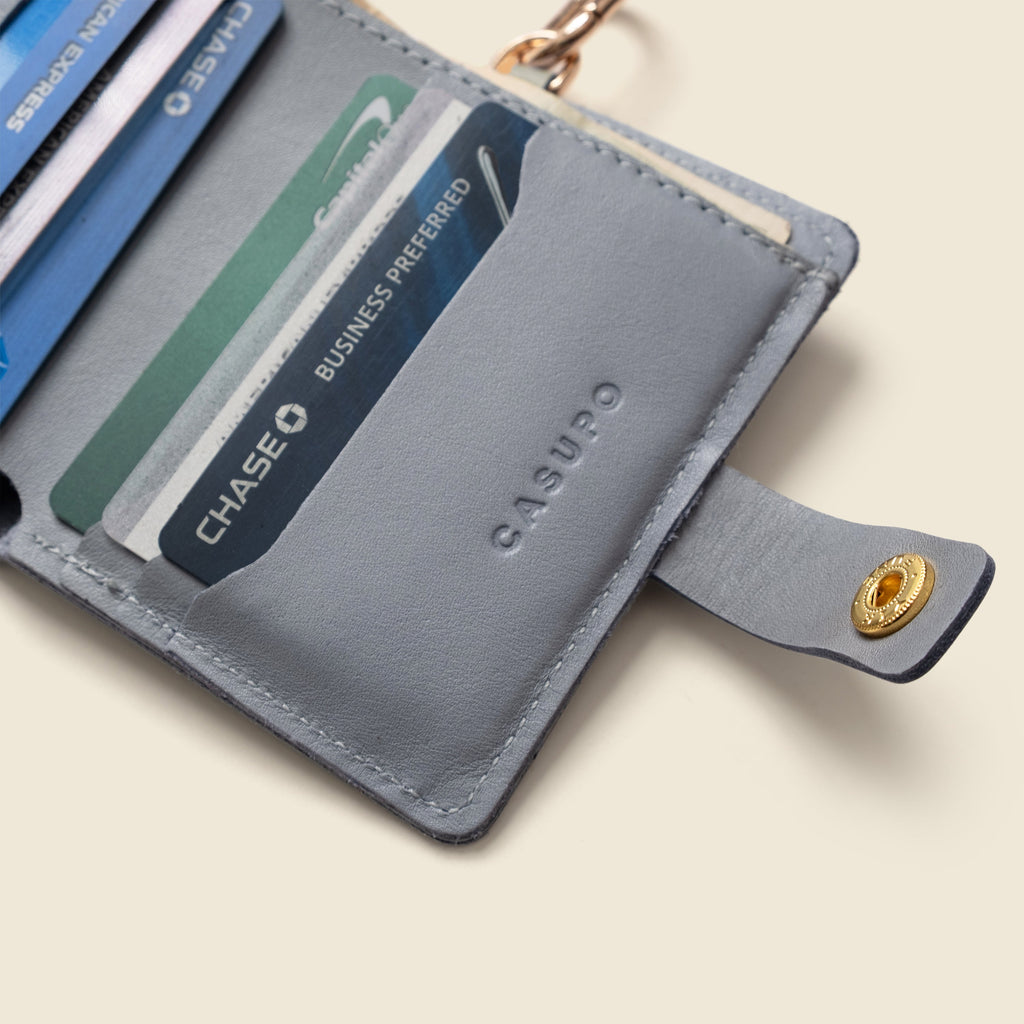 Wallet with Snap and Key Ring - Ice Blue