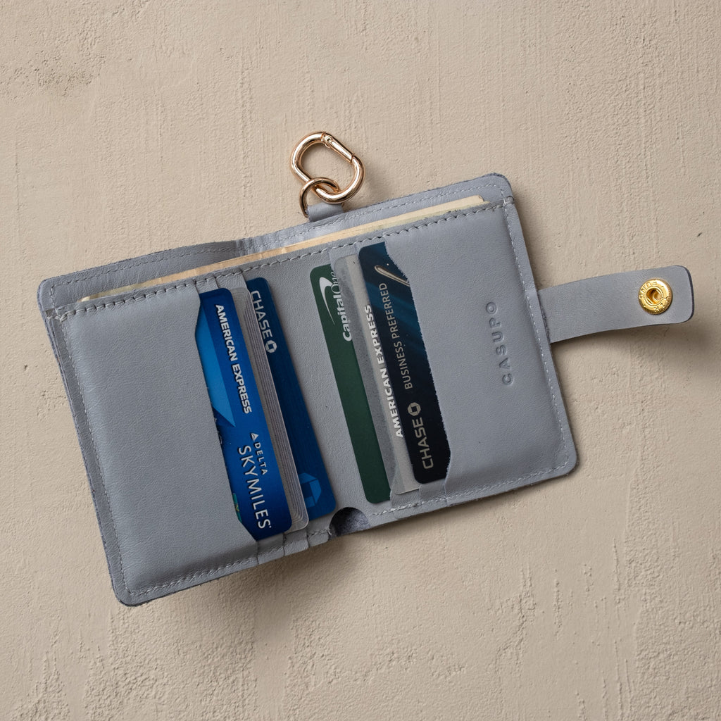 Wallet with Snap and Key Ring - Ice Blue