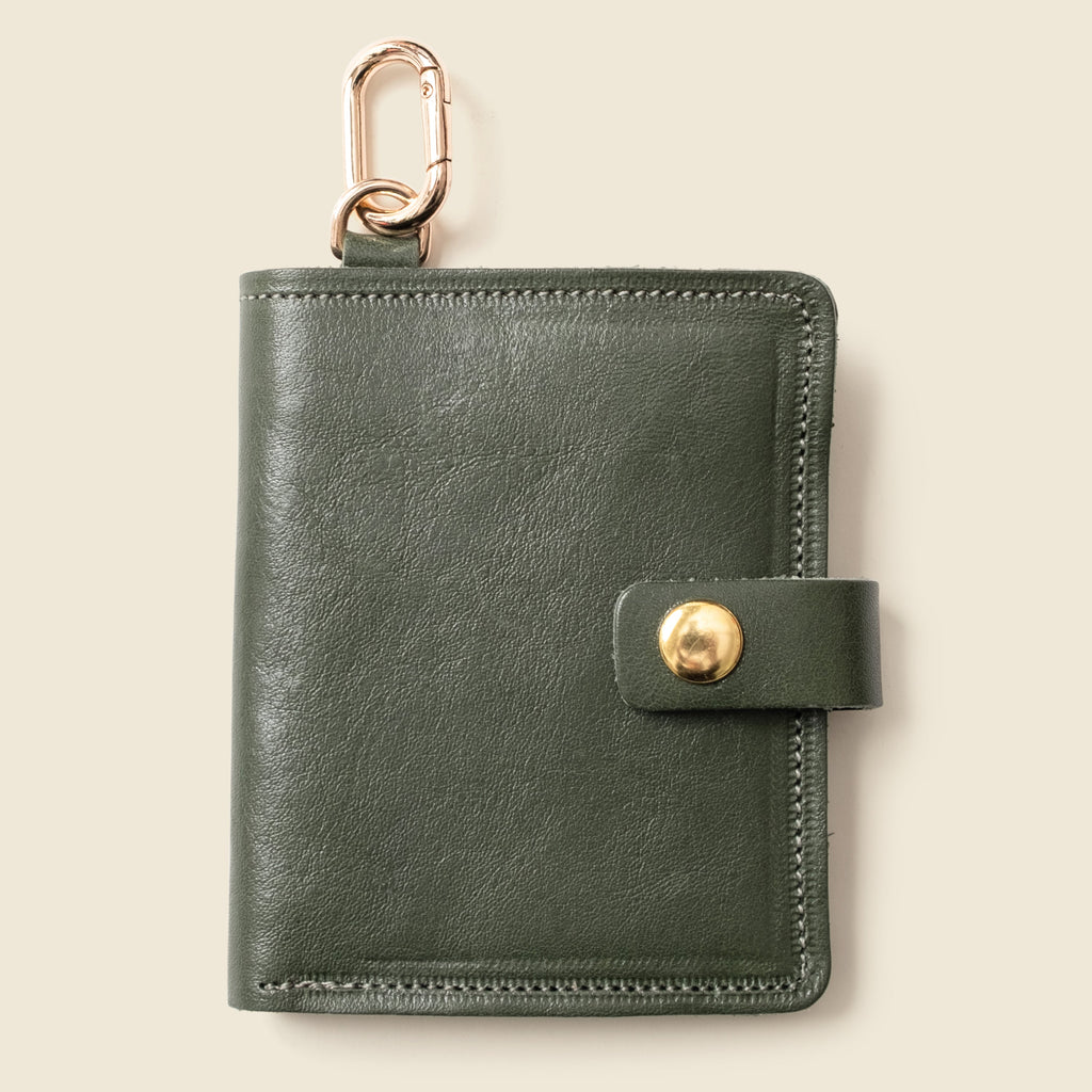 Wallet with Snap and Key Ring - Olive