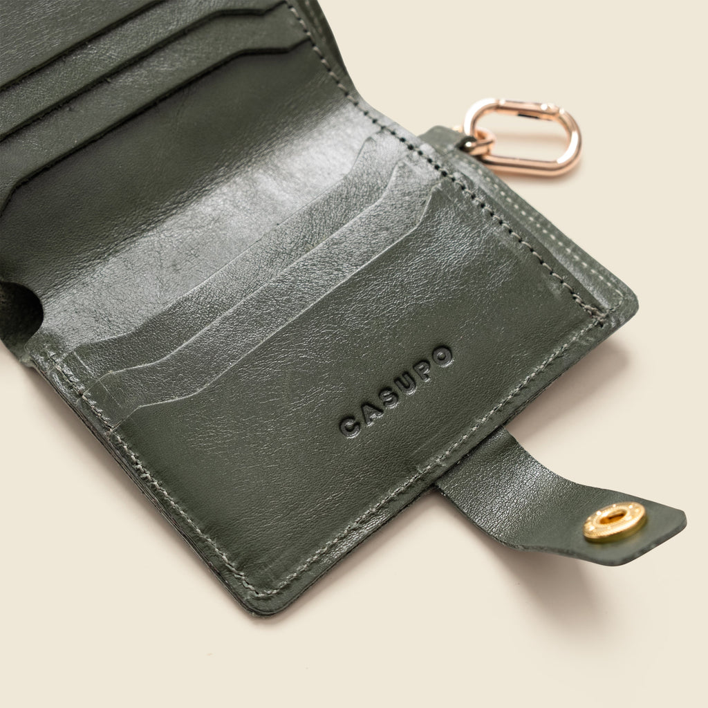 Wallet with Snap and Key Ring - Olive