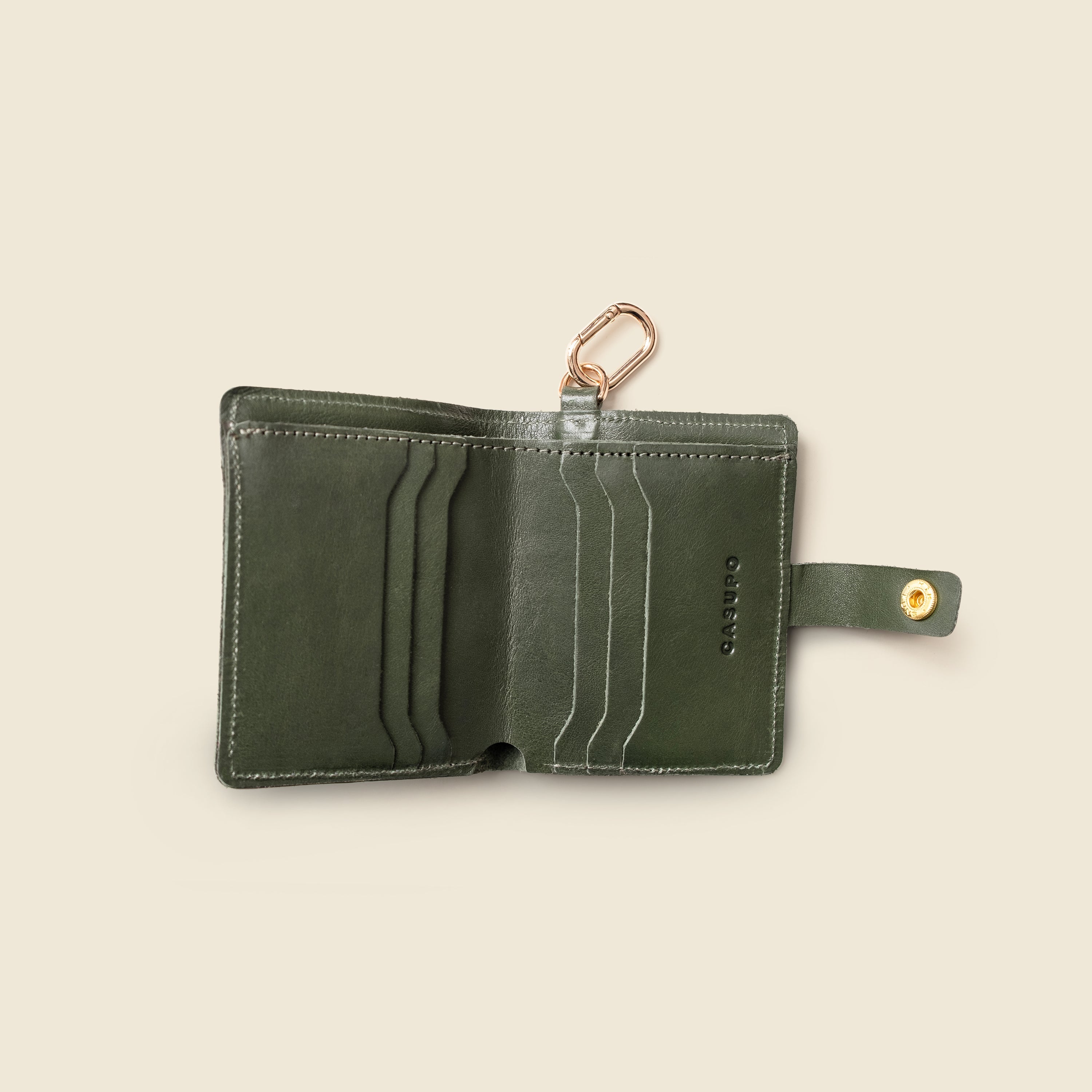 Wallet with Snap and Key Ring - Olive